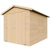 TIMBELA Garage in legno naturale A222x320x244 cm/6 m2- Magazzino esterno con finestre - Capanno da giardino - per bici, deposito attrezzi e rimessa - TIMBELA M105