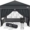tillvex Gazebo 3x3m impermeabile | Gazebo pieghevole pop-up regolabile in altezza | Tenda da giardino protezione UV 50+ | Tenda Padiglione con borsa (Antracite - con 4 Laterali)