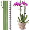 NLDGR 10 pezzi di pali di supporto per piante con 15 clip per piante, pali per fiori a stelo singolo da 40,6 cm flessibili, bastoncini per piante per orchidee e pali da interno