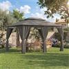 Devoko Gazebo da Giardino 3x4m, Gazebo Esterno Resistente Impermeabile per 6-8 Persone, Doppio Tetto UV50+, Telaio in Metallo Antiruggine, Gazebo 3x4 Robusto per Giardino Feste Eventi, Grigio