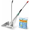 Lemag srl Kit Pulizia Giardino Alzaimmondizia Acciaio Zincato 35x25x76h cm + Scopa per Foglie 15 Denti con Manico Telescopico 80-165 cm, Rastrello Regolabile - LEMAG SRL