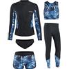 RWHXN Muta da Donna, Set da 5 Pezzi Tuta da Surf Protezione UV, Muta da Sub Elastica Atletica Estiva a Manica Lunga, Costume da Bagno Diviso per Kayak Surf Snorkeling-2XL(66-75kg)-Donne