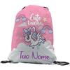 quickgadget Sacca Ginnastica GYMBACK Unicorno sport - sacchetto sportivo Fashion Borsa, Piscina, Dance Bag, Zaino Scuola per Ragazze Donne Bambini, personalizzato con nome