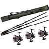 Lineaeffe - Top Carp Full Carpfishing Combo 3 - Set Completo - Pronto all'Uso - Per il Carpfishing - Con 3 Canne - Con 3 Mulinelli Imbobinati e Fodero in Cordura