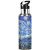 JUMBEAR Starry Night Van Gogh - Borraccia termica in acciaio inox, a tenuta stagna, con coperchio in paglia, per fitness, palestra e sport all'aria aperta, 623,7 g