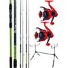 kolpo kit da pesca carpfishing con 2 canne 2 mulinelli filo e rod pod canne robuste e potenti