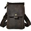 Le'aokuu Uomini Vera Pelle Marsupio piccolo Borse a spalla Tactical Travel 8302 (8302 Marrone scuro)