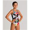 ARENA Asami Jr Light Drop Back Costume Sportivo da Bambina, Black-Turquoise, Multicolore, 14-15