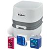 ENDERS SET WC PORTATILE SUPREME - Toilette Supreme Starter Set BLUE 2,5: Wc portatile pieghevole + ENSAN BLUE 2,5 + 1L ENSAN RINSE + 4 rotoli carta igienica - Per camper e campeggio - Bianco