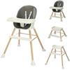 BONNLO Seggiolone Evolutivo per Bambini, Piedi Fissi, Struttura Rinforzata, Leggero 4 KG, 68x68x93cm, Regolabile in Altezza, Cintura a 5 Punti, Beige Grigio (Grigio)