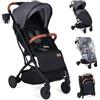 COSTWAY Passeggino Leggero per Neonati con Tettuccio, Schienale e Poggiapiedi Reclinabili, Passeggino Pieghevole con Portabicchieri, Cestello Portaoggetti, per Bambini 0-3 Anni (Grigio)