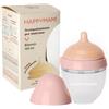 HappyMami, Biberon su Misura con Tettarella in Silicone Medico, senza BPA, doppio Sistema Anticolica, Lavabile in Lavastoviglie, adatto a ogni tipo di Allattamento. (Rosa 150 ml)