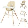 BONNLO Seggiolone Evolutivo per Bambini, Piedi Fissi, Struttura Rinforzata, Leggero 4 KG, 68x68x93cm, Regolabile in Altezza, Cintura a 5 Punti, Beige Grigio (Beige)