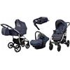BabyLux® Bambini Passeggino Completo Set 4 in 1 - Qbaro - incl. Navicella, Canna, Seggiolino Auto, ISOFIX Base - Carrozzina Neonati Sistema Combinato - con Borsa fasciatoio ecc.