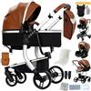 Dziranam Trio Passeggino Pieghevole, Altezza Regolabile, Vista Panoramica, Kaki | Design innovativo, solido e sicuro. Include borsa mamma e marsupio inclusi nel set