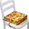 Surwin Rialzo da Sedia per Bambini, Rialzo Sedia Bambini Cuscino Rialzo Cuscino per Sedia Seggiolino Regolabile con 2 Cinghie per Sedia da Pranzo -Fenicottero 3D (Giallo,32x32x8cm)
