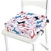 Chickwin Cuscino Rialzo Sedia per Bambini, Cartone Animato Stampa Cuscino Alzasedia con Cinghie Regolabile Lavabile Smontabile Cuscino Seduta per Sedia da Pranzo (32x32x8cm,cavallo)