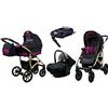 BabyLux® Bambini Passeggino Completo Set 4 in 1 - Largo - incl. Navicella, Canna, Seggiolino Auto, ISOFIX Base - Carrozzina Neonati Sistema Combinato - con Borsa fasciatoio ecc.