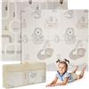 ms babyworld trendy - tappeto gioco per bambini - disponibile in 3 dimensioni a scelta - double-face, tappeto molto imbottito (1 cm) - con borsa per il trasporto. (Rhino/Coche, 200 * 180)