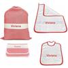 Tex family Set Asilo 4 Pezzi Personalizzato - Cotone Made in Italy - Sacco, Bavaglino, Asciugamano e Bustina con Ricamo Nome - Rosso