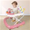 HUOLE Girello Evolutivo 3 in 1 per Bambino e Bambina, Girello Pieghevole con 3 Altezze Regolabili, Sedile e Piatto Rimovibili, Per Bambini di 6+ Mesi, Portata 12KG - 62 * 68 * 36-81cm - Rosa