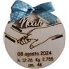 Generico Portabraccialetti Personalizzato per Mamma e Neonato, Legno, 12 cm, con Dati di Nascita e Nome