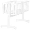 roba Set Culla per Neonati - Materasso 40 x 90 cm - Funzione Dondolo - Pulsante di Blocco - dalla Nascita ai 12 Mesi - Ruote con Freno - Legno Laccato Bianco