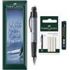 Faber-Castell Grip Plus - Portamine + 12 mine HB da 0,7 mm + Gomme di ricambio in busta (Grigio Pietra)