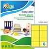 Tico Italia LP4FG-9967 Etichette adesive gialle fluo, 70 fogli A4, rettangolari 99,1x67,7mm, 8 etichette per foglio, adesivo permanente, stampanti laser e inkjet