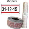 Printex PACK 10 ROTOLI 1000 ETICH. 21x12mm BIANCO PERM. con RIGHE ROSSE Printex