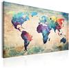 murando - Pannello di Fibra con Puntine - Mappa del Mondo 90x60 cm 1 Pezzo - Bacheca & Quadro su tela in un uno - Decorativo per Parete - Lavagna per le Note Ufficio - Terra Planisfero k-B-0050-v-a