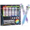 Generic Set di 6 penne multicolori - 60 penne da disegno impilabili a colori con reset a sfera | scrittura fluida multi-inchiostro per scuola, ufficio, diari e progetti per bambini
