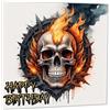 Purple Fox Biglietto di auguri per compleanno con teschio fiammeggiante - Rock Metal Biker biglietto di auguri 145 x 145 mm