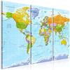 murando - Lavagna Di Sughero con Puntine - Bacheca Mappa Mondo 120x80 cm | 3 Pezzi, Bacheche in Sughero & Quadri Moderni in un Uno, Grande Decorativo Parete, Lavagna per le Note Ufficio, Produzione EU