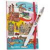 DONSOUVENIR - Quaderno e penna, con motivo di Barcellona modernista Modello: opere di GAUDÍ. Donsouvenir.