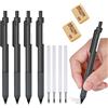 HIDRUO Inkless Pencil, Infinity Pencil with Eraser, Unlimited Writing Pencil, Long Lasting Magic Reusable Pencils for Writing, Drawing, Drafting, Home Office School Supplies (Black, 4PCS)