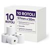 Generico Rotoli Carta Termica 57 mm x 50 m, 55 g/m², Senza BPA, Confezione da 10, Compatibili con POS, Registratori di Cassa, Lettori Carte e Stampanti Termiche, Ricevute, Scontrini, Rotolini