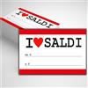 Mr Pubblicità Cartellini Segnaprezzi, 100 Pezzi, 8,5x5,5 cm o 10x15 cm, Cartoncino Lucido 350 g, prezzi Saldi sconti (I LOVE SALDI, 8,5X5,5 CM)