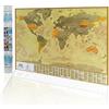 2Maps Mappa di Viaggio e Avventure Personali, Vintage Mappa del Mondo da Grattare, Regalo Originale per la Famiglia, Mappa Personalizzata, Made in EU