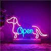 HUANTY con Luce per Decorazione e Atmosfera Insegna al Neon A Forma di Bassotto Aperto Luce Dimmerabile Decorazione della Parete della Stanza per Affari Negozio di Animali Bar Club 40.5cmx23cm