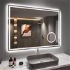 Dripex Specchio da bagno con illuminazione Specchio Led con 3 Temperature Colore e Dimmerabile e Antifog Luce Specchio Bagno e presa con Lente d'ingrandimento 3X (60 x 80 cm)
