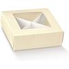 Generic 10 scatole per bomboniere Misura 12x12x4 cm creazione bomboniera Fai da Te Vari Formati portaconfetti Porta Confetti Piccoli Oggetti (Seta Avorio con divisori e finestra)