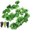 Hecaty 12 fili di viti artificiali con 3 corde d'uva, piante da appendere, grandi foglie, ghirlanda per matrimoni, feste, negozi, decorazioni per la casa, interni ed esterni (uva e ghirlande)