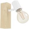 Eglo Lampada da parete Townshend 3, lampada vintage a 1 fiamma in stile industriale, lampada retrò in acciaio e legno, bianco, marrone, attacco E27