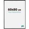 yd. Your Decoration - Cornice 60x80 cm - Nero Lucente - Cornice Decorativa Parete in Plastica con Vetro in acryl - Antiriflesso - 60x80 Cornice - Evry