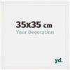 yd. Your Decoration - Cornice 35x35 cm - Cornice Decorativa Parete in Legno con Vetro in acryl - Antiriflesso - Ottima Qualità - Bianco Spazzato - Mura