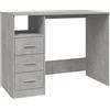 vidaXL Scrivania Cassetti Grigio Cemento 102x50x76cm Legno Multistrato, scrivania da Ufficio, scrivania da Studio, scrivania portaoggetti