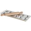 KitchenCraft Imperia Stampo per Ravioli con Dodici Fori e Mattarello, Legno / Acciaio Inossidabile, 33.7 x 1.9 x 11.4 cm, Argento / Marrone