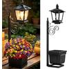 Qooplu Lampione Solare Da Esterno Con Fioriera, Vintage Lanterna Solare Da Giardino 2 In 1 Con Vaso Fiori, Impermeabile IP65 Per Arredo Portico E Terrazza, Lampada A Colonna Impermeabile Da Terra O Parete