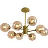 YCWZKJ Lampadario Moderno a LED Sputnik in Oro, Lampada a Sospensione Industriale, 6 luci a Forma di Palla di Bolla, Grigio Fumo, Ambra, per Tavolo da Pranzo, Cucina, Camera da Letto, SOG